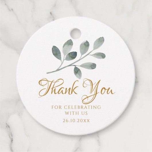 Minimale Waterverf Eucalyptus - Hartelijk dank Bedankjes Labels (Voorkant)