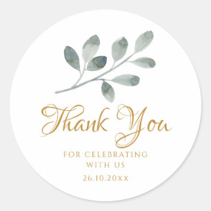 Minimale Waterverf Eucalyptus - Hartelijk dank Ronde Sticker