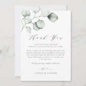 Minimale Waterverf Eucalyptus Leaves Wedding Bedankkaart (Voorkant)