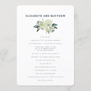 Minimale Waterverf Floral Wedding Programma