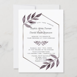 Minimale Waterverf Ink Foliage Diamond Weddenschap Kaart