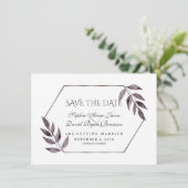 Minimale Waterverf Ink Foliage Diamond Weddenschap Save The Date (Staand voorkant)