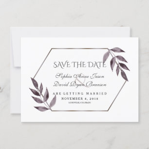 Minimale Waterverf Ink Foliage Diamond Weddenschap Save The Date