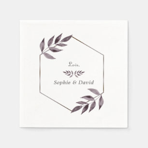 Minimale Waterverf Ink Foliage Diamond Weddenschap Servet