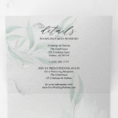 Minimale Waterverf met Eucalyptus Gray Tri-Fold Drieluik Uitnodiging (Binnenzijde eerst)