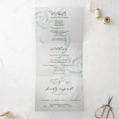 Minimale Waterverf met Eucalyptus Gray Tri-Fold Drieluik Uitnodiging (Binnen)