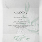 Minimale Waterverf met Eucalyptus Gray Tri-Fold Drieluik Uitnodiging (Binnenkant midden)