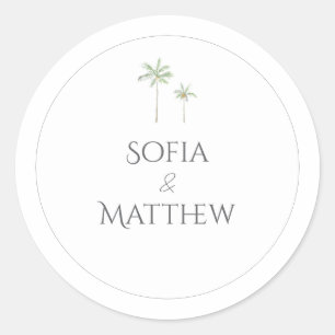 Minimale Waterverf Palmboom Ronde Sticker