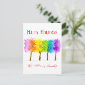 Minimale Waterverf Pine Trees Feestdagenkaart (Staand voorkant)