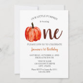 Minimale Waterverf Pumpkin First Birthday Herfst Kaart (Voorkant)