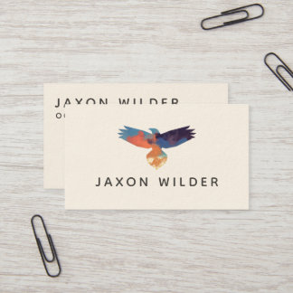 Minimale Waterverf Raven Bird Silhouette Cloud Visitekaartje