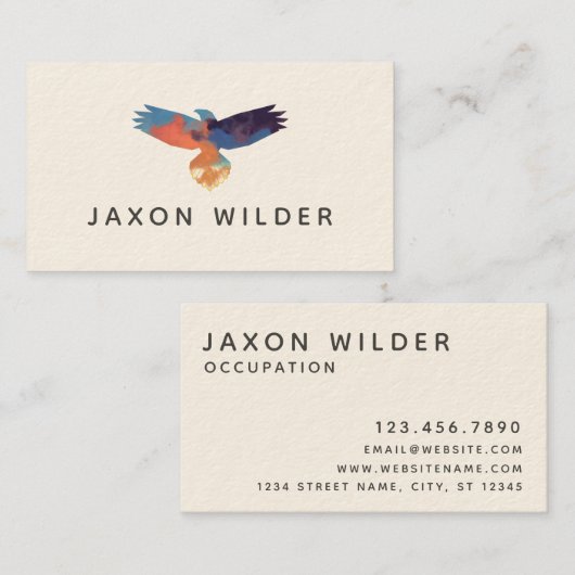 Minimale Waterverf Raven Bird Silhouette Cloud Visitekaartje (Voorkant / Achterkant)