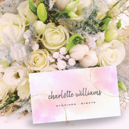 Minimale waterverf roze en goudwitte elegant visitekaartje