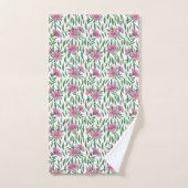 Minimale waterverf roze, groen bloempatroon bad handdoek (Handdoek)