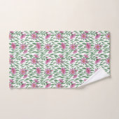 Minimale waterverf roze, groen bloempatroon bad handdoek (Handdoek)