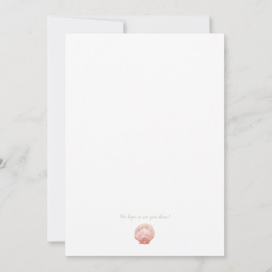 Minimale Waterverf Scallop Shell ontwerpuitnodigin Kaart (Achterkant)