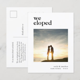 Minimale We Eloped Aankondiging Foto Zwarte tekst