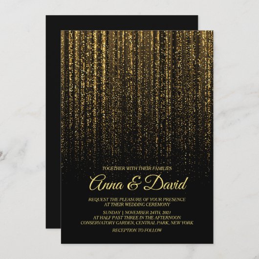 Minimale weddenschap met de moderne goudregen kaart (Voorkant / Achterkant)
