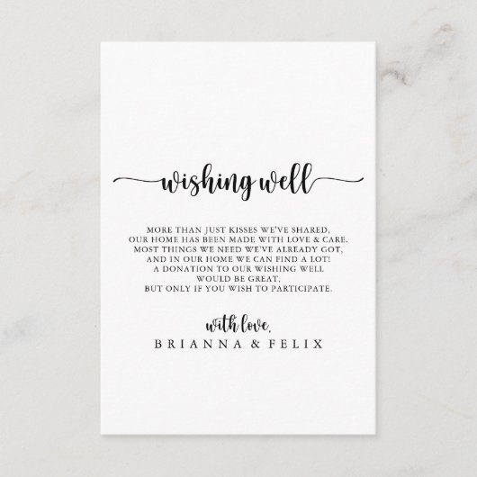 Minimale weddenschap met kalligrafie informatiekaartje (Voorkant)