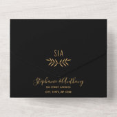 Minimale weddenschap tussen zwart en Gold Branch All In One Uitnodiging (Achterkant)