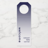 Minimale Welkom Navy Fles Ophanglabel Flessenhanger (Voorkant)