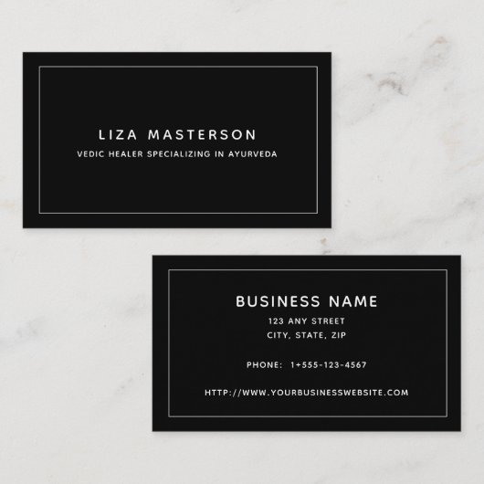 Minimale White Black Healer Alternative Medicine Visitekaartje (Voorkant / Achterkant)