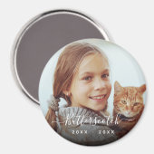 Minimale whitepasnaam script overlay Memorial Magneet (Voorkant / Achterkant)