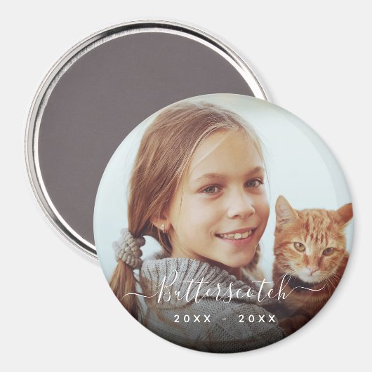 Minimale whitepasnaam script overlay Memorial Magneet (Voorkant / Achterkant)