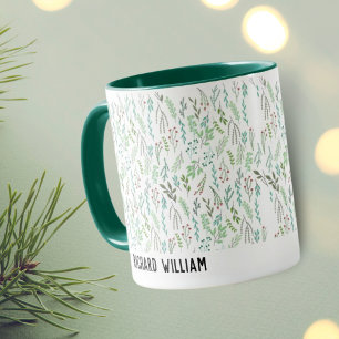 Minimale Wild Flower Elegant Christmas Green Coffe Mok