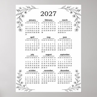 Minimale Wilde Bloem Botanische Bloemige 2027 Kale Poster