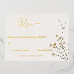 Minimale Wilde Bloemen Bloemstuk Eenvoudige RSVP E Folie Uitnodiging Briefkaart