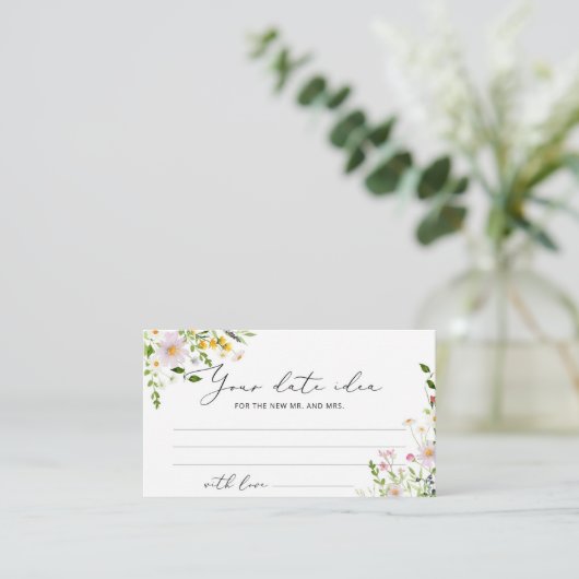 Minimale wilde bloemen Datum-nachtideeën. Datum ja Informatiekaartje (Staand voorkant)