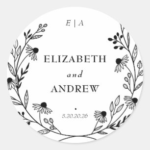 Minimale Wildflower Krans bruiloft gunst Sticker