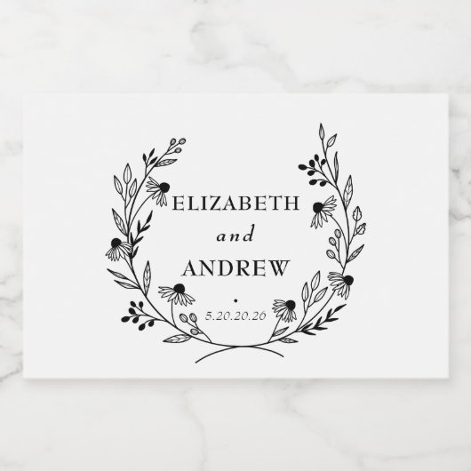 Minimale Wildflower | Krans Trouwwijn Sparkling Wijnetiket (Enkel label)