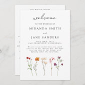 Minimale Wildflower Lesbische Pride Floral bruilof Programma (Voorkant / Achterkant)