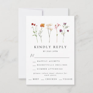 Minimale Wildflower Lesbische Pride Floral bruilof RSVP Kaartje