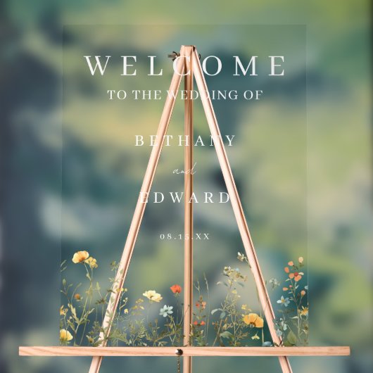 Minimale Wildflower Wedding Acryl Bord (Neutraal)