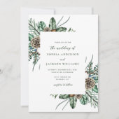 Minimale wintergroene uitnodiging voor bruiloft (Voorkant)