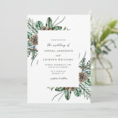 Minimale wintergroene uitnodiging voor bruiloft (Staand voorkant)