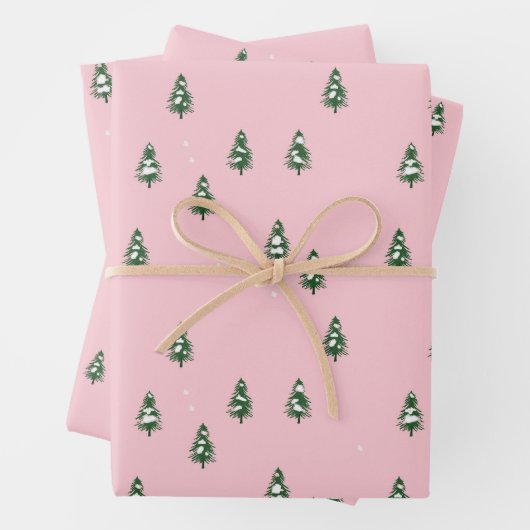 Minimale winterpine bosroze inpakpapier vel (In situ)