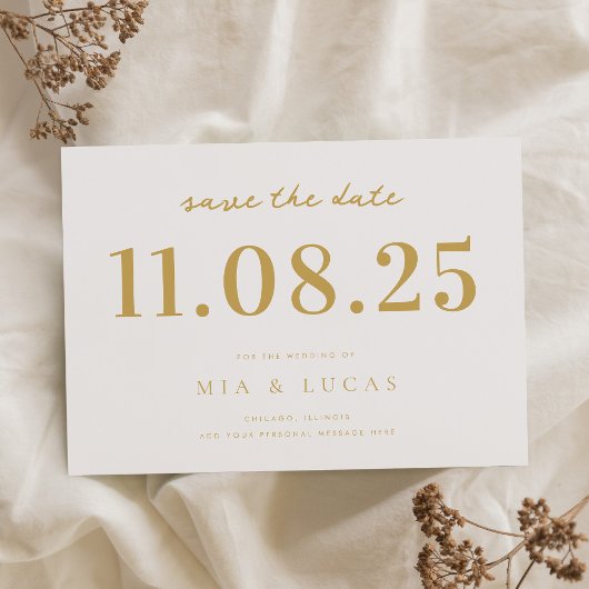 Minimale wit goud chique trouwdatum niet-foto save the date