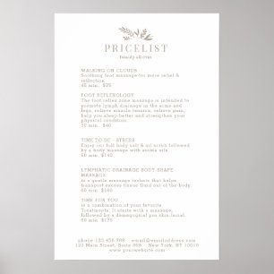 Minimale Witte Botanische Salon Prijslijst Poster