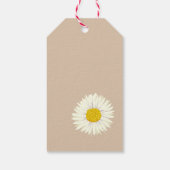 Minimale witte Daisy bloemen op beige achtergrond Cadeaulabel (Achterkant)