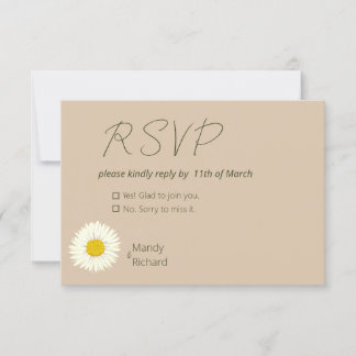 Minimale Witte Daisy Bloemen op Beige Achtergrond RSVP Kaartje