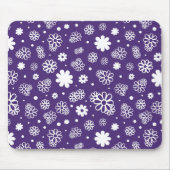 Minimale Witte en Paars Bloemen Muismat (Voorkant)