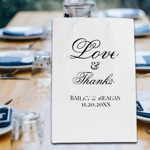 Minimale witte en zwarte bruiloft medium cadeauzakje