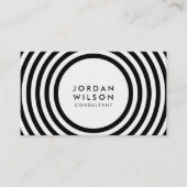 Minimale witte en zwarte ronde lijnen Geometric Visitekaartje (Voorkant)