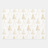 Minimale witte gouden kerstboom inpakpapier vel (Voorkant)