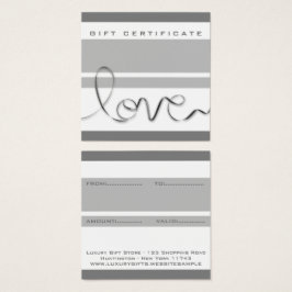 Minimale witte grijze strepen Liefde Modern chic m Vierkante Visitekaartjes