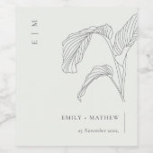 Minimale witte honkpalm rond handpalm wijn etiket (Enkel label)